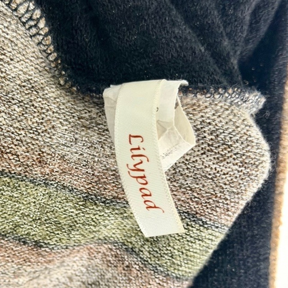Lilypad Striped Quarter Zip Pullover Sweater Super soft Women's Beige Black - Picture 2 of 6